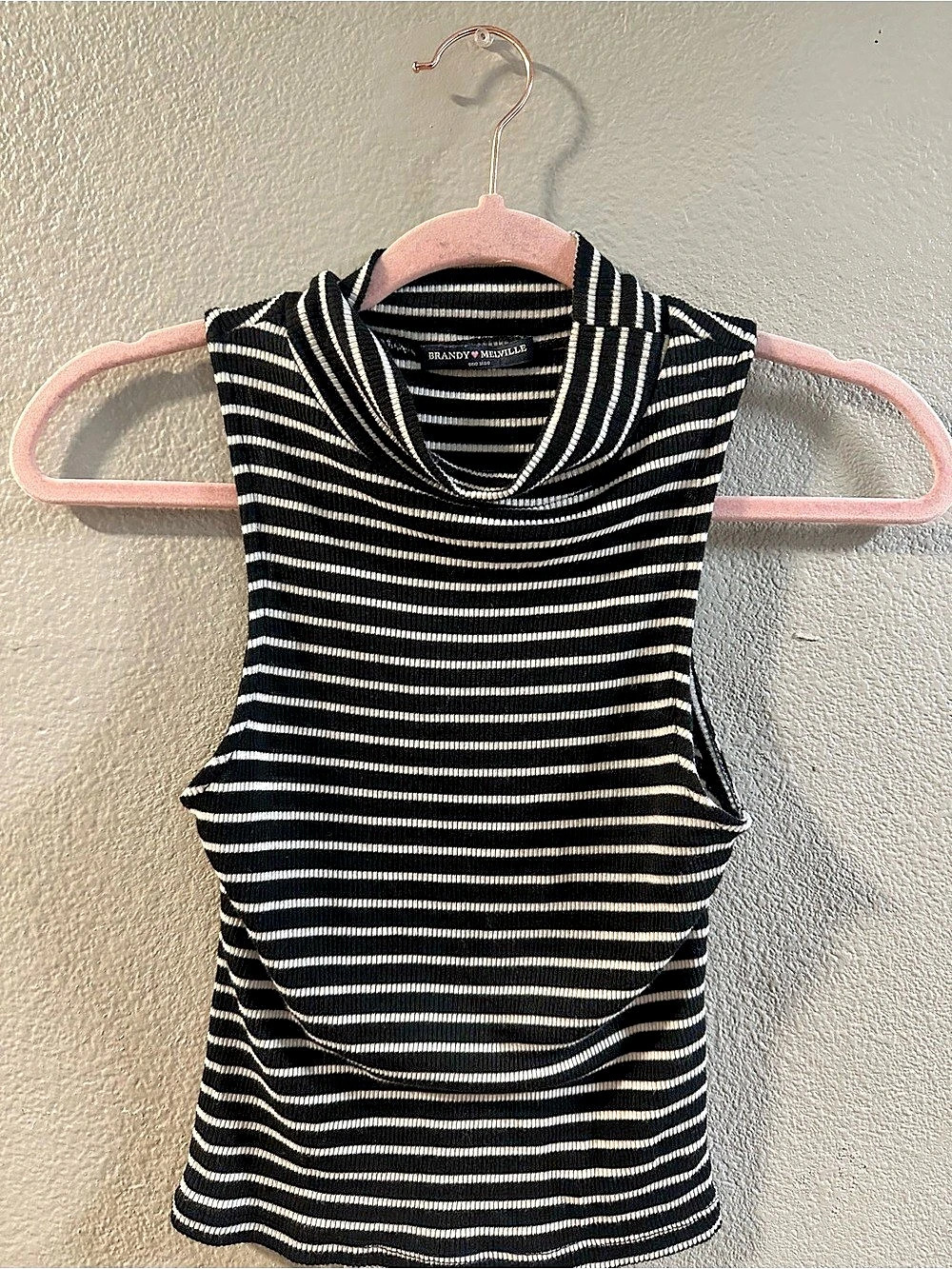Brandy Melville Striped Cotton Tank Top in Black & White